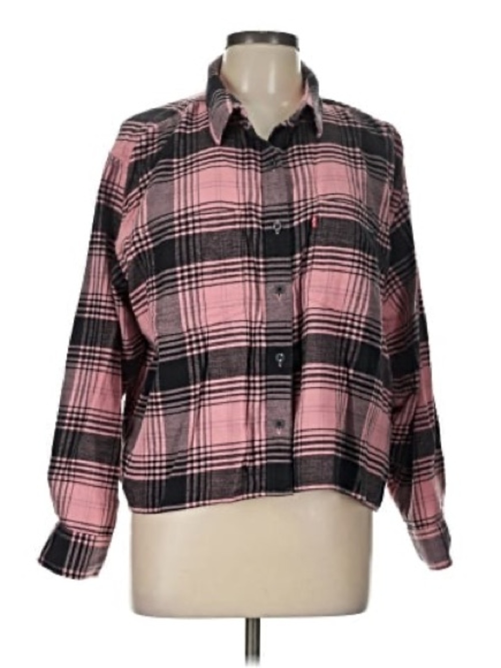 Levi's Women’s Pink and Black Plaid Button-Down Shirt